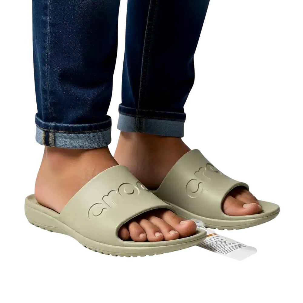 Crocs Unisex Adult Slide Pcs Slipper Womens 10 Men 8 Beige Comfort Slip On NWT